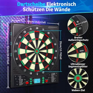 COANHCTM Elektronisch Dartbord Duitse Stem 12 Pijlen LCD 34 Spellen — miniatuur 6