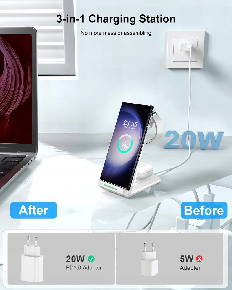 NANAMI Inductief Laadstation 3-in-1 Voor Samsung Galaxy Watch Buds — foto 3
