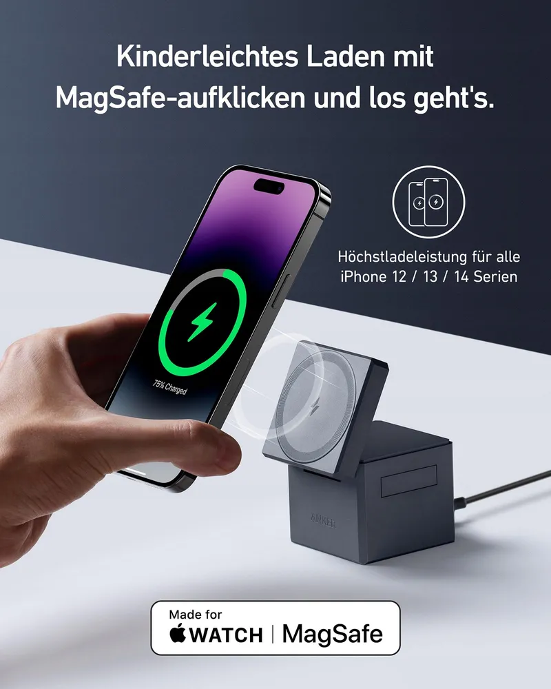 ANKER 3-in-1 Oplaadstation MagSafe iPhone Apple Watch AirPods 15W — foto 2