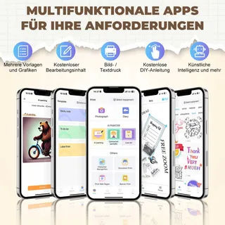 PRAOAHEI Mini Thermische Printer Bluetooth Foto's Notities Wit — miniatuur 5