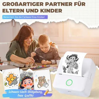 PRAOAHEI Mini Thermische Printer Bluetooth Foto's Notities Wit — miniatuur 3