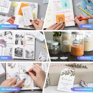 PRAOAHEI Mini Thermische Printer Bluetooth Foto's Notities Wit — miniatuur 8