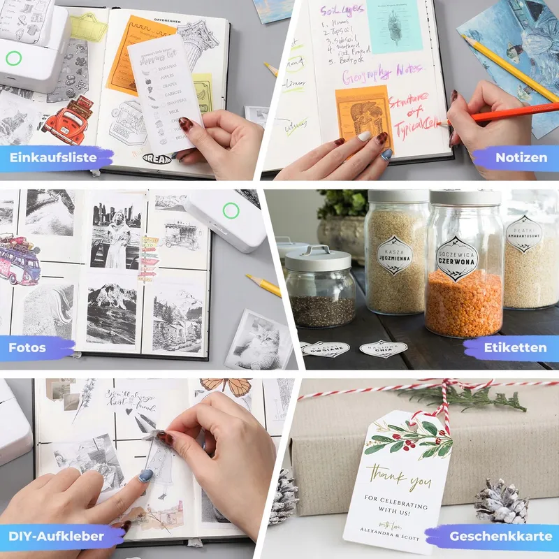 PRAOAHEI Mini Thermische Printer Bluetooth Foto's Notities Wit — foto 8