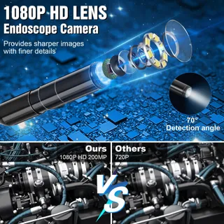 ROMON Endoscoopcamera 1080P HD Waterdicht IP67 8 LED 5M — miniatuur 2