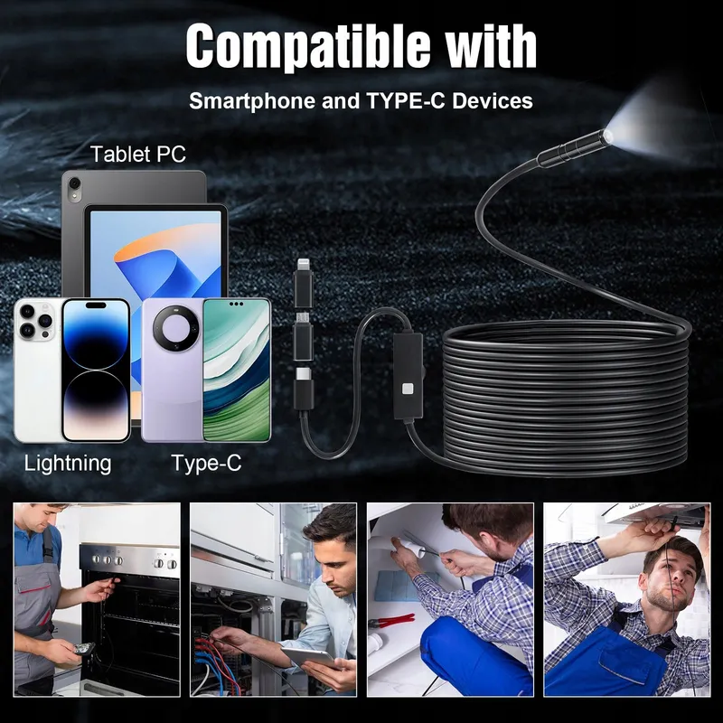 ROMON Endoscoopcamera 1080P HD Waterdicht IP67 8 LED 5M — foto 7