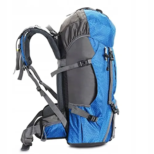 BSEASH Wandelrugzak 60L Waterdicht Licht Regenhoes Blauw — foto 9