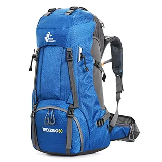 BSEASH Wandelrugzak 60L Waterdicht Licht Regenhoes Blauw — miniatuur 1