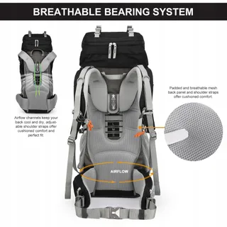 MOUNTAINTOP Trekkingrugzak 70L Waterdicht Heren Dames Camping — miniatuur 5