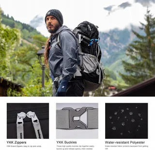 MOUNTAINTOP Trekkingrugzak 70L Waterdicht Heren Dames Camping — miniatuur 8