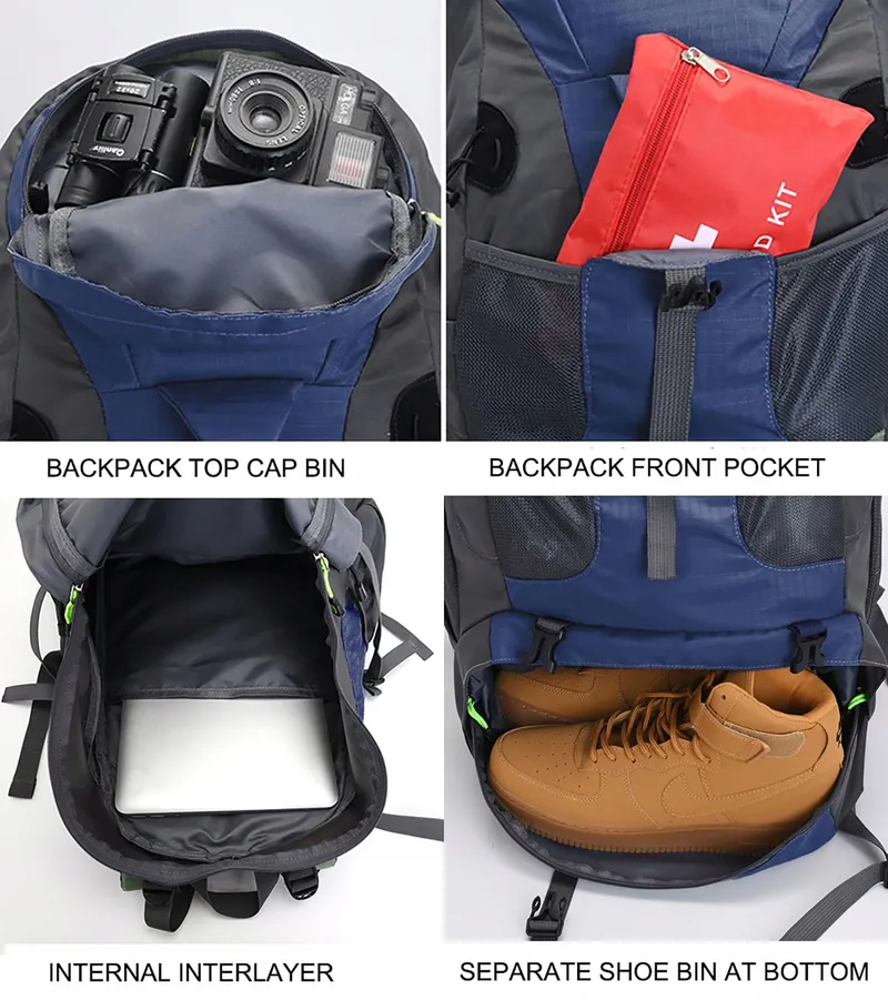 BSEASH 50L Lichte Waterdichte Wandelrugzak Blauw — foto 4