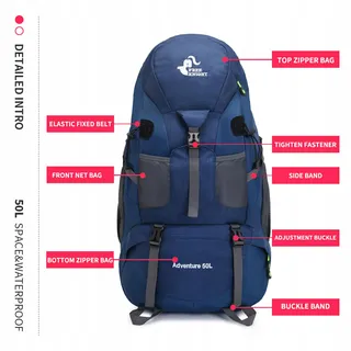 BSEASH 50L Lichte Waterdichte Wandelrugzak Blauw — miniatuur 8