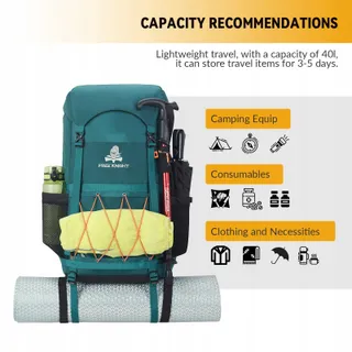 BSEASH Wandelrugzak 40L Licht Waterdicht Met Regenhoes Zwart — miniatuur 6
