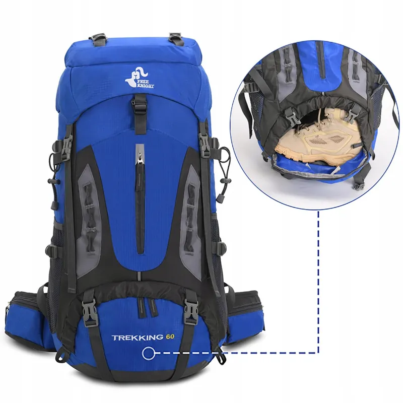 BSEASH Lichte Waterdichte Wandelrugzak 60L Wandelen en Camping — foto 5