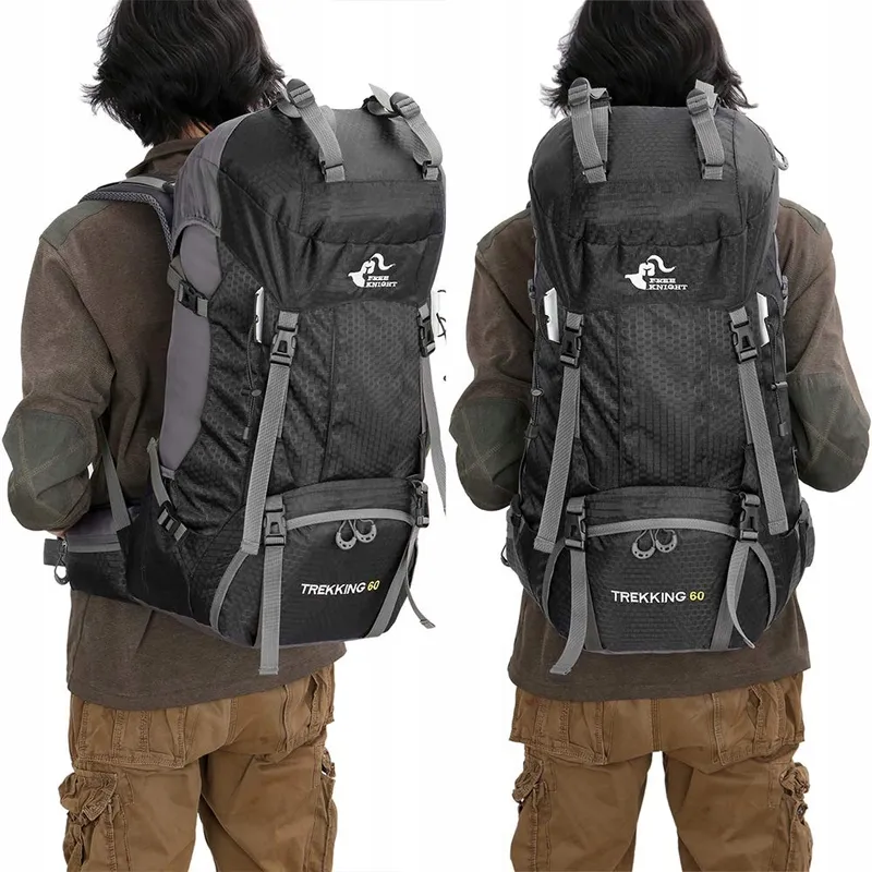 BSEASH Wandelrugzak 60L Waterdicht Licht Camping Reizen Zwart — foto 9