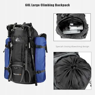 BSEASH Wandelrugzak 60L Waterdicht Licht Camping Reizen Zwart — miniatuur 4