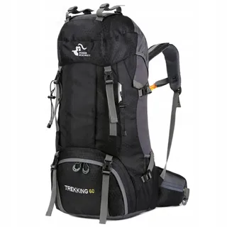 BSEASH Wandelrugzak 60L Waterdicht Licht Camping Reizen Zwart — miniatuur 1