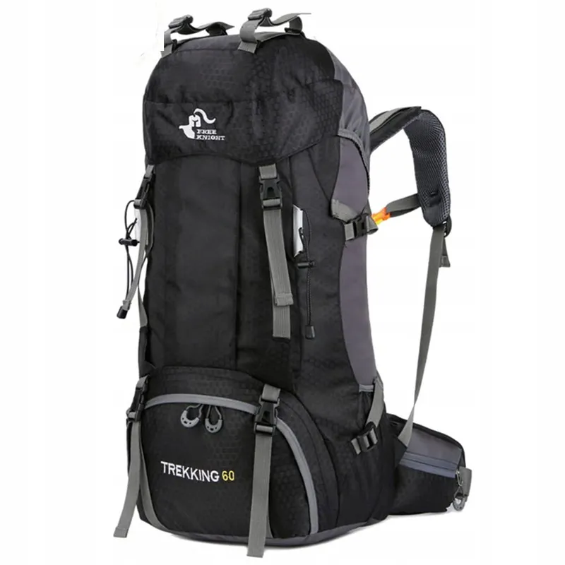BSEASH Wandelrugzak 60L Waterdicht Licht Camping Reizen Zwart — foto 1