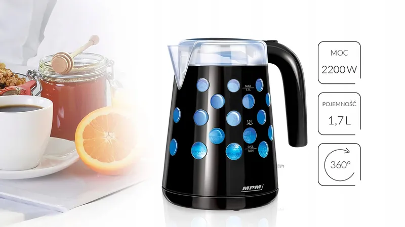 MPM MCZ-86 Waterkoker 1,7L Draadloos BPA-Vrij Automatisch Uit — foto 4