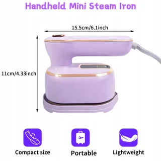 HIRSRIAN Mini Stoomstrijkijzer 1000W Opvouwbaar Reizen Paars — miniatuur 5