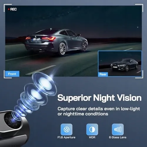 WOLFANG Dashcam 4K WiFi 32GB Ultra Nachtzicht 170° WDR G-Sensor — foto 5