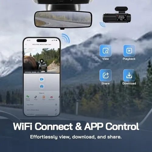 WOLFANG Dashcam 4K WiFi 32GB Ultra Nachtzicht 170° WDR G-Sensor — foto 4