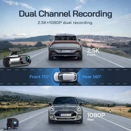 WOLFANG Dashcam 4K WiFi 32GB Ultra Nachtzicht 170° WDR G-Sensor — foto 3