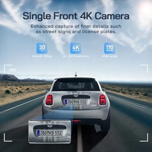 WOLFANG Dashcam 4K WiFi 32GB Ultra Nachtzicht 170° WDR G-Sensor — foto 2