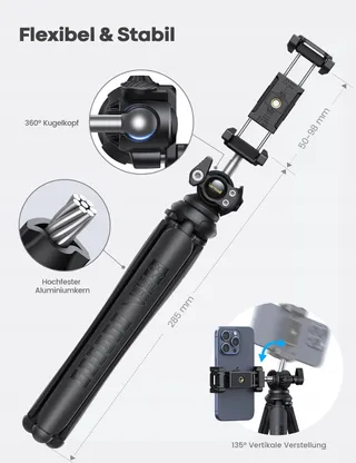 LAMICALL Mini Statief Flexibel Telefoon Camera 360° — miniatuur 5
