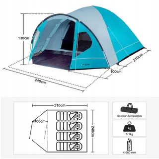 PORTAL Koepeltent 3-4 Personen Waterdicht 4000mm Camping