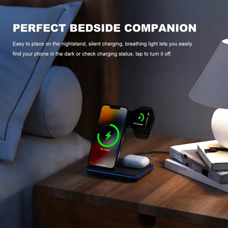 MINTHOUZ 3-in-1 Draadloze Oplader 18W Apple Watch AirPods — foto 7