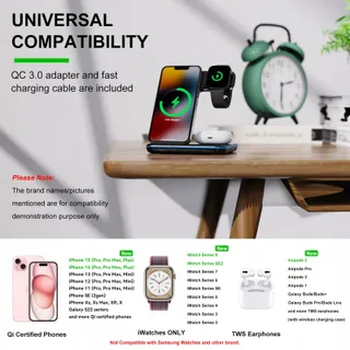 MINTHOUZ 3-in-1 Draadloze Oplader 18W Apple Watch AirPods — miniatuur 2