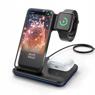 MINTHOUZ 3-in-1 Draadloze Oplader 18W Apple Watch AirPods — miniatuur 1