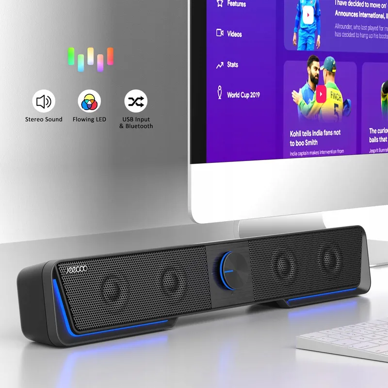 JECOO A40 USB Bluetooth Soundbar PC Zwart — foto 7