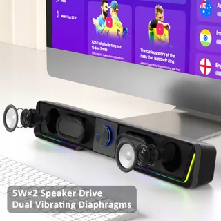 JECOO A40 USB Bluetooth Soundbar PC Zwart — miniatuur 3