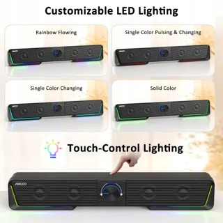 JECOO A40 USB Bluetooth Soundbar PC Zwart — miniatuur 5
