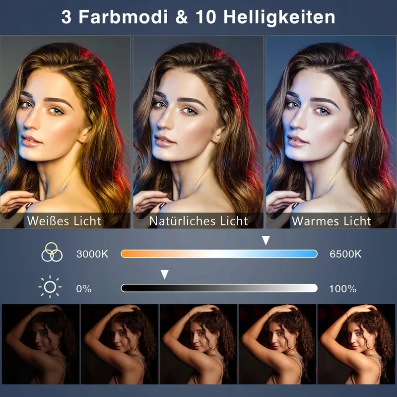 YARRASHOP LED Ringlamp 10.5" Statief Make-up YouTube TikTok — foto 2