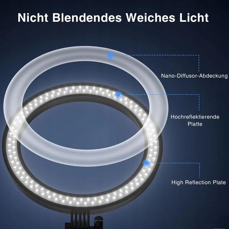 YARRASHOP LED Ringlamp 10.5" Statief Make-up YouTube TikTok — foto 6