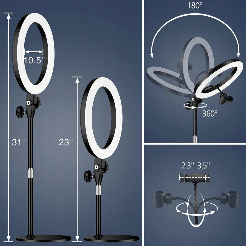 YARRASHOP LED Ringlamp 10.5" Statief Make-up YouTube TikTok — foto 7