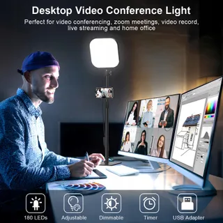 MOJIMDO LED Videolamp 180 Telefoonhouder 3 Kleuren 5 Helderheden — miniatuur 6
