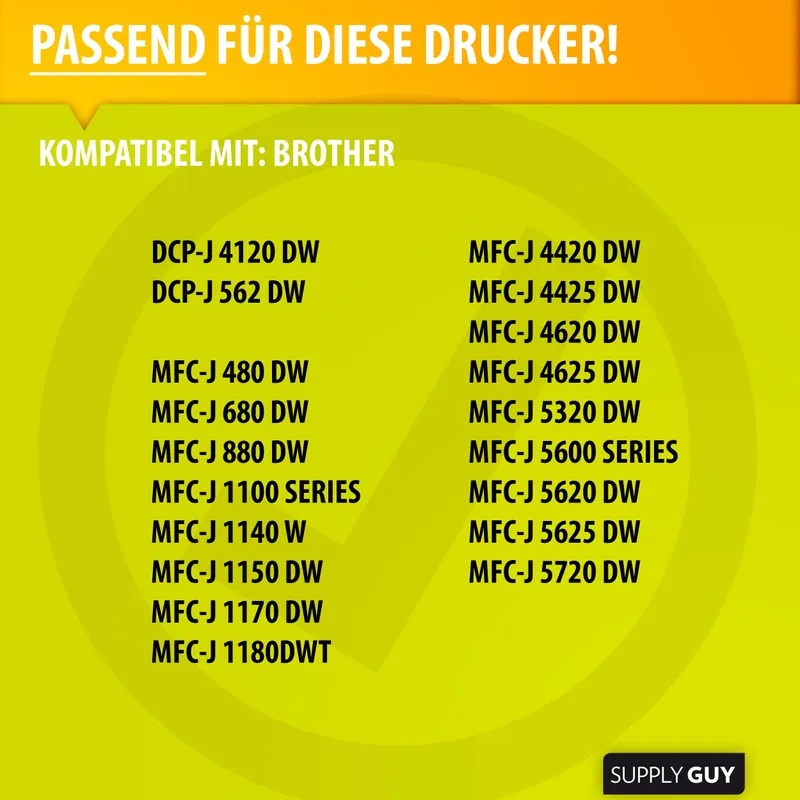 SUPPLY GUY 5 Inktcartridges Brother LC223 LC225 LC227 Geel met Chip — foto 2