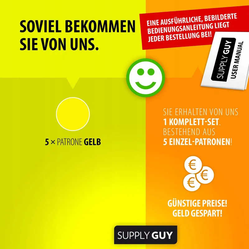 SUPPLY GUY 5 Inktcartridges Brother LC223 LC225 LC227 Geel met Chip — foto 3