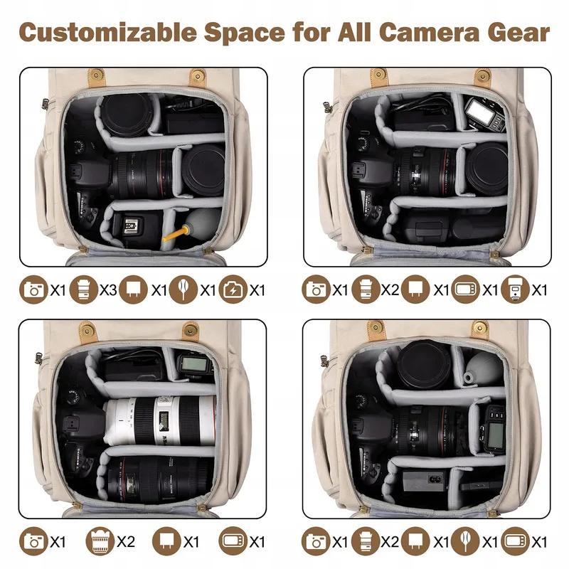 BAGSMART Camerarugzak DSLR Canvas Waterdicht 15" Laptop Statief — foto 3