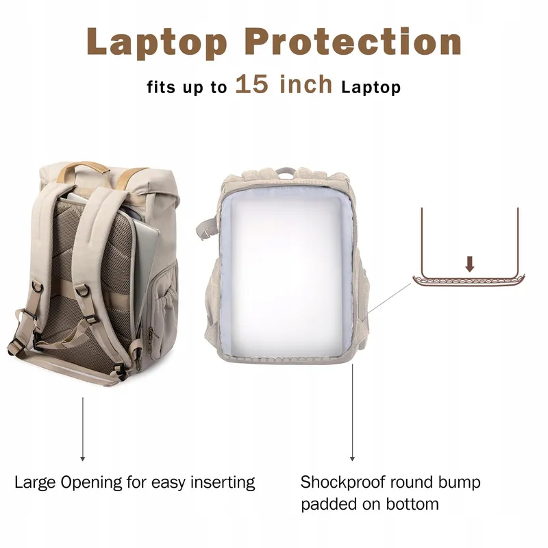 BAGSMART Camerarugzak DSLR Canvas Waterdicht 15" Laptop Statief — foto 5
