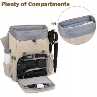 BAGSMART Camerarugzak DSLR Canvas Waterdicht 15" Laptop Statief — miniatuur 2