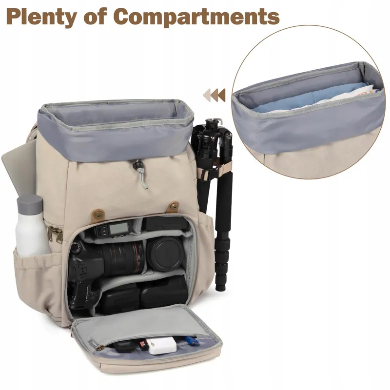 BAGSMART Camerarugzak DSLR Canvas Waterdicht 15" Laptop Statief — foto 2