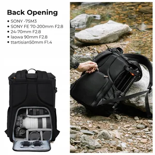 K&F CONCEPT Camerarugzak Rolltop Laptop 15 Inch SLR — miniatuur 4