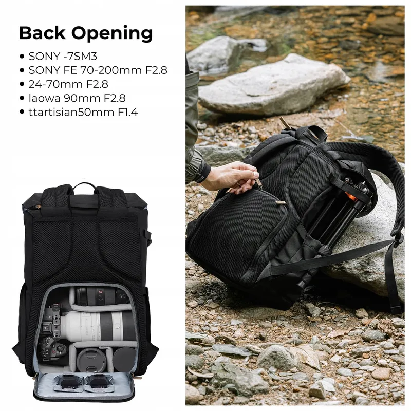 K&F CONCEPT Camerarugzak Rolltop Laptop 15 Inch SLR — foto 4