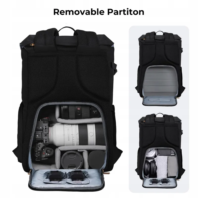 K&F CONCEPT Camerarugzak Rolltop Laptop 15 Inch SLR — foto 7