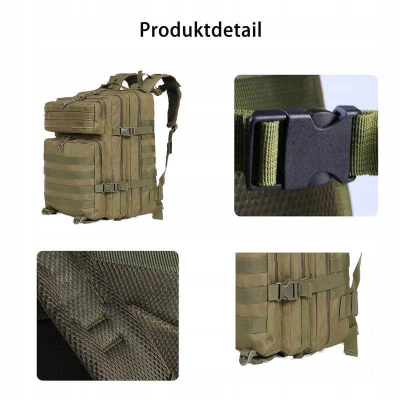 CINGHI LUSSO Militaire Rugzak 45L Groot Wandel Zwart — foto 3