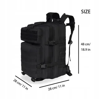 CINGHI LUSSO Militaire Rugzak 45L Groot Wandel Zwart — miniatuur 2